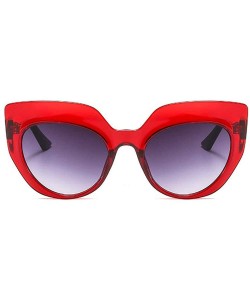 Square 2019 new cat glasses trend ladies retro brand designer square sunglasses UV400 - Red - CP18T7N0YA2 $16.31