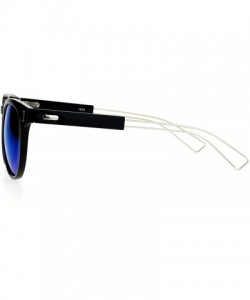 Wayfarer Retro Keyhole Horn Rim Mirrored Mirror Lens Mens Sunglasses - Black Light Blue - CY12EPTI0GT $11.56