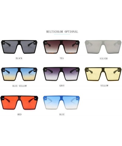 Oversized Oversized Square Sunglasses Women Luxury Fashion Flat Top Clear Lens One Piece Men Gafas Shade Mirror UV400 - 6 - C...