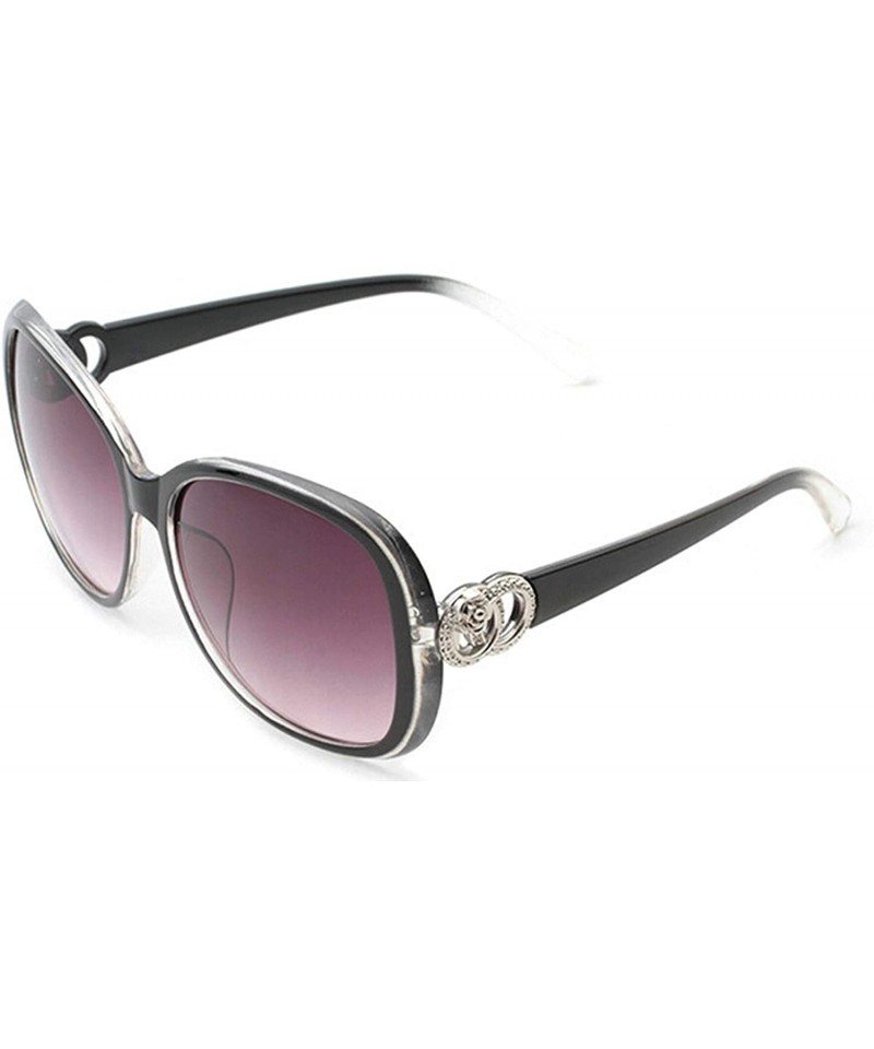 Oversized Retro Classic Sunglasses for women PC Resin UV400 Sunglasses - Transparent Black - C918T2WMTR2 $18.82
