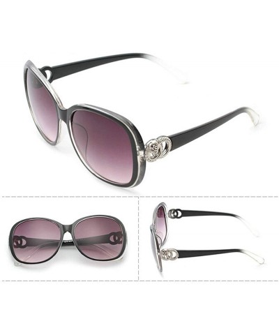 Oversized Retro Classic Sunglasses for women PC Resin UV400 Sunglasses - Transparent Black - C918T2WMTR2 $18.82
