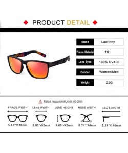 Square Vintage TR Polarized Sunglasses for men Women Unisex Stylish Square Mirror Lens - Black Frame Red Orange Len - CA196U0...