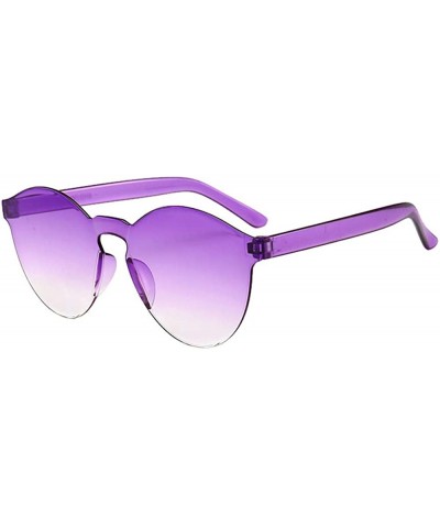 Rectangular Women Men Fashion Clear Retro Sunglasses Outdoor Frameless Eyewear Glasses Purple - CR190O49LLR $8.18