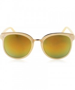 Square Womens Fashion Dapper Horned Rim Mirrored Lens Sunglasses - Orange Yellow - C818KN85EEZ $10.09