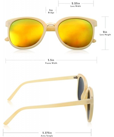 Square Womens Fashion Dapper Horned Rim Mirrored Lens Sunglasses - Orange Yellow - C818KN85EEZ $10.09