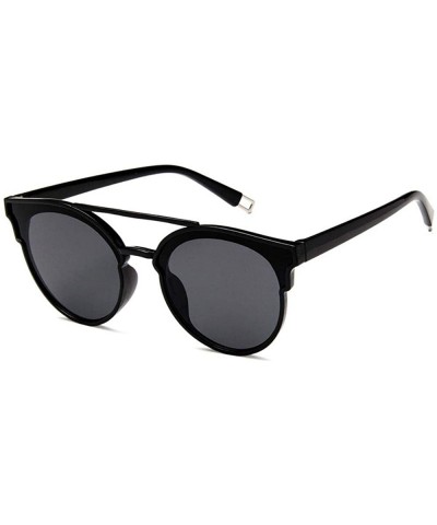Cat Eye Women Fashion Round Cat Eye Sunglasses with Case UV400 Protection Beach - Black Frame/Grey Lens - CB18WO3XZ9A $40.63