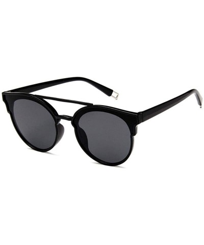 Cat Eye Women Fashion Round Cat Eye Sunglasses with Case UV400 Protection Beach - Black Frame/Grey Lens - CB18WO3XZ9A $16.16