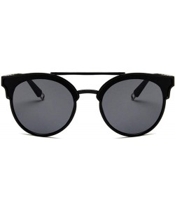 Cat Eye Women Fashion Round Cat Eye Sunglasses with Case UV400 Protection Beach - Black Frame/Grey Lens - CB18WO3XZ9A $16.16