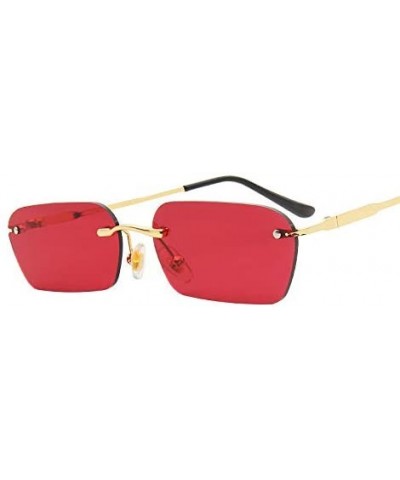 Goggle Red Black Rimless Sunglasses Women Vintage Small Narrow Sun Glasses Female Designer Retro Shades UV400 - 2 - C818Y7E4K...