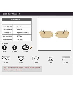 Goggle Red Black Rimless Sunglasses Women Vintage Small Narrow Sun Glasses Female Designer Retro Shades UV400 - 2 - C818Y7E4K...