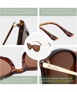 Round Polarized Sunglasses For Women And Men UV Protection Classic Round Style - Brown - CA1989K5O9Z $10.53