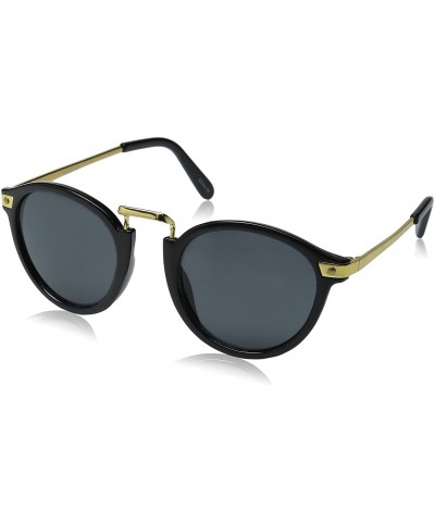 Wayfarer Vintage Inspired Round Horned Rim P-3 Frame Retro Sunglasses - Shiny Black-gold - CS119YAGNAN $10.91