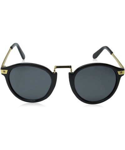 Wayfarer Vintage Inspired Round Horned Rim P-3 Frame Retro Sunglasses - Shiny Black-gold - CS119YAGNAN $10.91