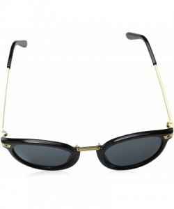 Wayfarer Vintage Inspired Round Horned Rim P-3 Frame Retro Sunglasses - Shiny Black-gold - CS119YAGNAN $10.91