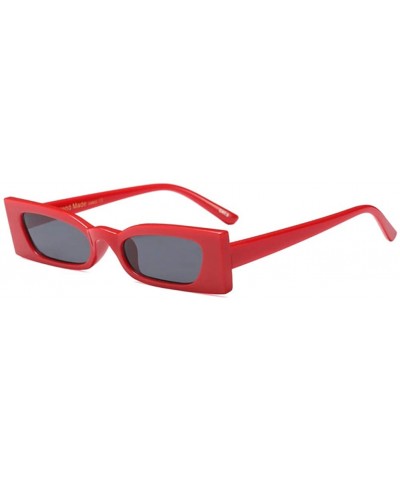 Square Small Sunglasses Women Vintage Rectangle Female Sun Glasses Cat Eye Ladies Gift - Red With Black - CB18LZ0GTL5 $11.49