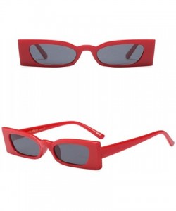 Square Small Sunglasses Women Vintage Rectangle Female Sun Glasses Cat Eye Ladies Gift - Red With Black - CB18LZ0GTL5 $11.49