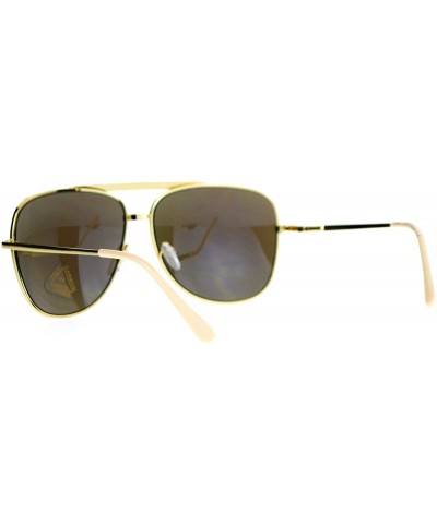 Rectangular Mirrored Mirror Lens Retro Large Rectangular Pilot Sunglasses - Gold Blue - CF129O84GM3 $11.07