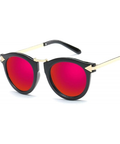Semi-rimless Classic Retro Round Arrow Sunglasses for Men or Women Metal PC UV400 Sunglasses - Red - CB18T2TTCKE $17.74