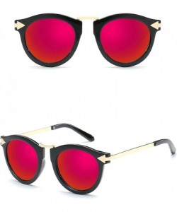 Semi-rimless Classic Retro Round Arrow Sunglasses for Men or Women Metal PC UV400 Sunglasses - Red - CB18T2TTCKE $17.74