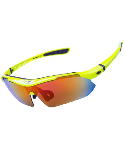 Sport Polarized Sunglasses Interchangeable Cycling Baseball - Yellow - CG184I57DIU $50.64