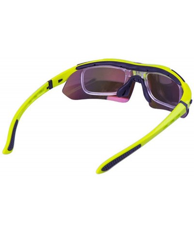 Sport Polarized Sunglasses Interchangeable Cycling Baseball - Yellow - CG184I57DIU $50.64
