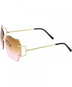 Square Oversize Slim Metal Arms Rimless Beveled Colored Lens Square Sunglasses 61mm - Gold / Brown Pink - C9182XLWMZG $11.20