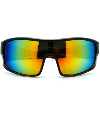 Sport Mens Robotic Futuristic Mono Lens Shield Oversized Sport Sunglasses - Black Tort - CL11KP5VA91 $23.12