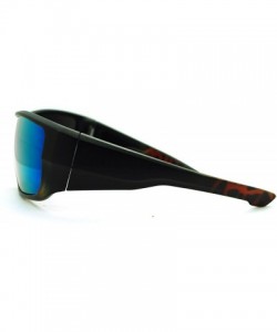 Sport Mens Robotic Futuristic Mono Lens Shield Oversized Sport Sunglasses - Black Tort - CL11KP5VA91 $10.37