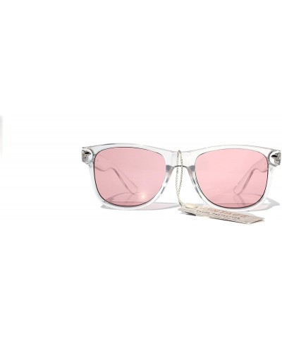 Wayfarer SIMPLE Classic Vintage Clear Frame Style Sunglasses for Men and Women - Pink - CD18ZGZKSXH $8.62