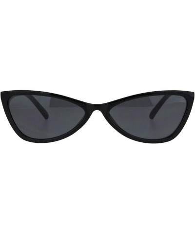 Cat Eye Womens Mod Thin Plastic Cat Eye Retro Sunglasses - All Black - C118IIO4O8N $7.62