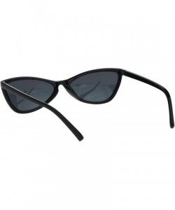 Cat Eye Womens Mod Thin Plastic Cat Eye Retro Sunglasses - All Black - C118IIO4O8N $7.62