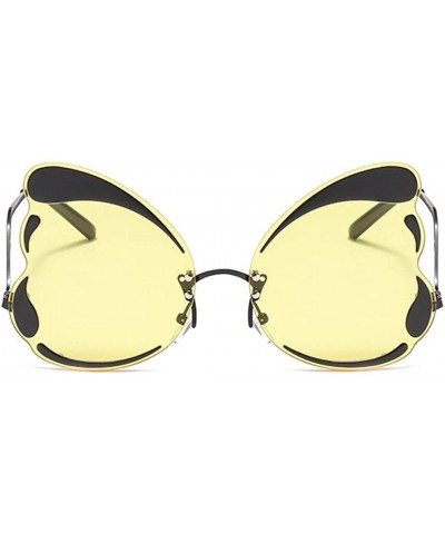 Oversized Unique Butterfly Shape Frame Fashion Sunglasses UV Protection - Black Frame Yellow Lens - CG18RW9DH9D $16.77