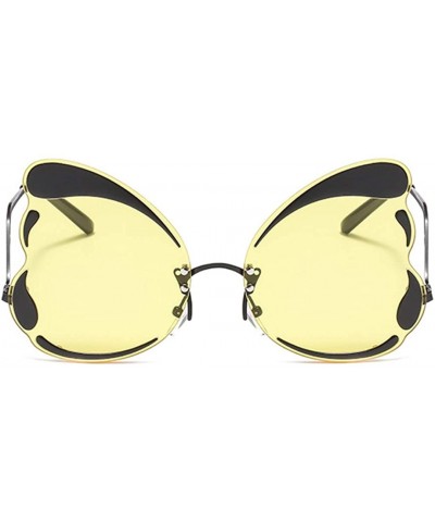 Oversized Unique Butterfly Shape Frame Fashion Sunglasses UV Protection - Black Frame Yellow Lens - CG18RW9DH9D $16.77