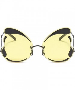 Oversized Unique Butterfly Shape Frame Fashion Sunglasses UV Protection - Black Frame Yellow Lens - CG18RW9DH9D $16.77