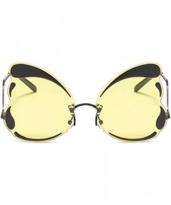 Oversized Unique Butterfly Shape Frame Fashion Sunglasses UV Protection - Black Frame Yellow Lens - CG18RW9DH9D $16.77