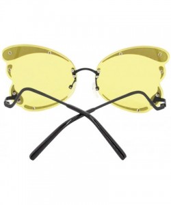 Oversized Unique Butterfly Shape Frame Fashion Sunglasses UV Protection - Black Frame Yellow Lens - CG18RW9DH9D $16.77