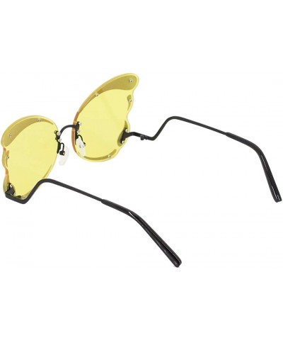 Oversized Unique Butterfly Shape Frame Fashion Sunglasses UV Protection - Black Frame Yellow Lens - CG18RW9DH9D $16.77