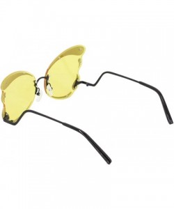 Oversized Unique Butterfly Shape Frame Fashion Sunglasses UV Protection - Black Frame Yellow Lens - CG18RW9DH9D $16.77