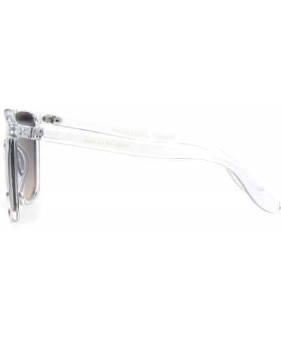 Rectangular Oversize Shield Racer Retro Plastic Mobster Sunglasses - Clear Brown Smoke - CK18KAGYL42 $9.63