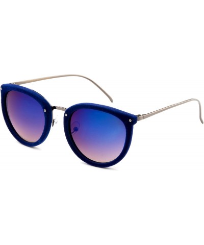 Round "Miley" Unique Round Glasses with UV400 Flash Lenses Modern Fashion Sunglasses - Blue - C412N7X6JDI $8.00