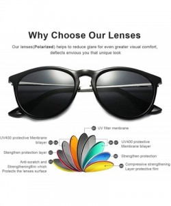 Round Polarized Sunglasses Vintage Retro Round Mirrored Lens for Women Men - Black - C818XZ52ET0 $27.08
