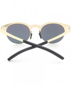 Rectangular Half Frame Sunglasses Metal Frame Round Color Film Lens - Gold/Green - CX11ZIRHMNP $17.66