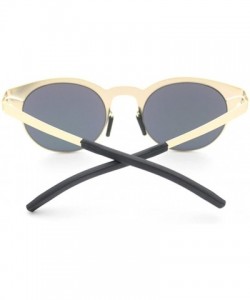 Rectangular Half Frame Sunglasses Metal Frame Round Color Film Lens - Gold/Green - CX11ZIRHMNP $17.66