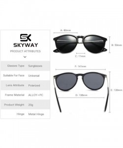 Round Polarized Sunglasses Vintage Retro Round Mirrored Lens for Women Men - Black - C818XZ52ET0 $27.08