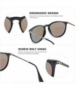 Round Polarized Sunglasses Vintage Retro Round Mirrored Lens for Women Men - Black - C818XZ52ET0 $27.08