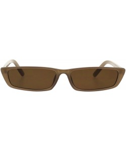 Cat Eye Womens Classic Narrow Rectangular Cat Eye Vintage Plastic Sunglasses - Beige Brown - CY18ESRAGD9 $7.92