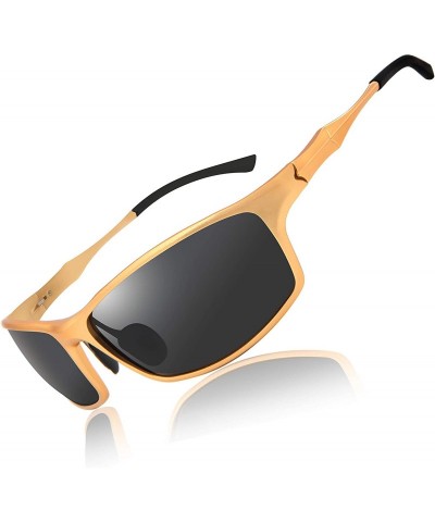 Sport Sports Polarized Sunglasses for men Outdoor golf fishing Driving Sunglasses Ultra Light - Yellow Frame Gray Lens - C418...