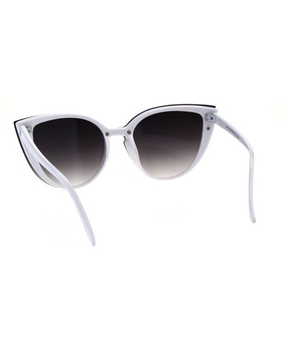 Shield Womens Gothic Mod Exposed Shield Lens Cat Eye Retro Sunglasses - White Smoke - CK18G2HT252 $7.61