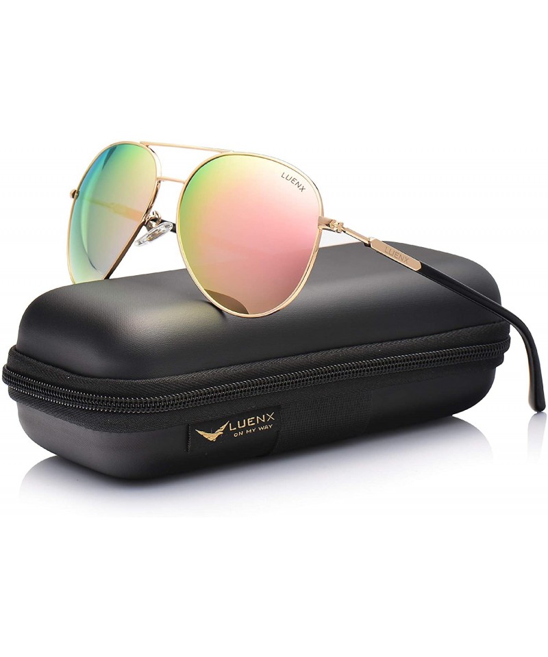 Sport Aviator Sunglasses for Women Polarized Mirror with Case - UV 400 Protection 60MM - 15-pink/Size2.36 Inches - CJ186XNS49...