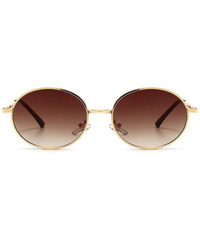 Oval Fashion Retro Men's Punk Oval Metal Frame Designer Ladies Hip Hop Sunglasses - Brown - C31943ENS50 $14.41